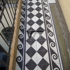 Engraved tile in a renovation project in Czech