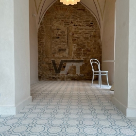 VST Engraved cement tile in Renovation project in Czech R.P - Designed by Jana Zadak