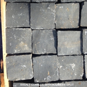 Basalt cobbles with all sides split