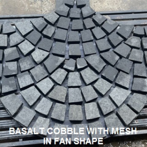 Black basalt cobble in Fan shape