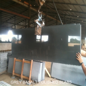polished grey basalt slabs