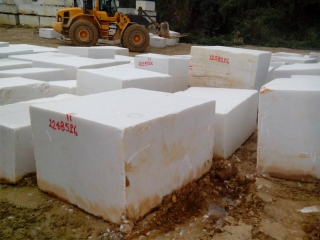 Selecting white marble blocks